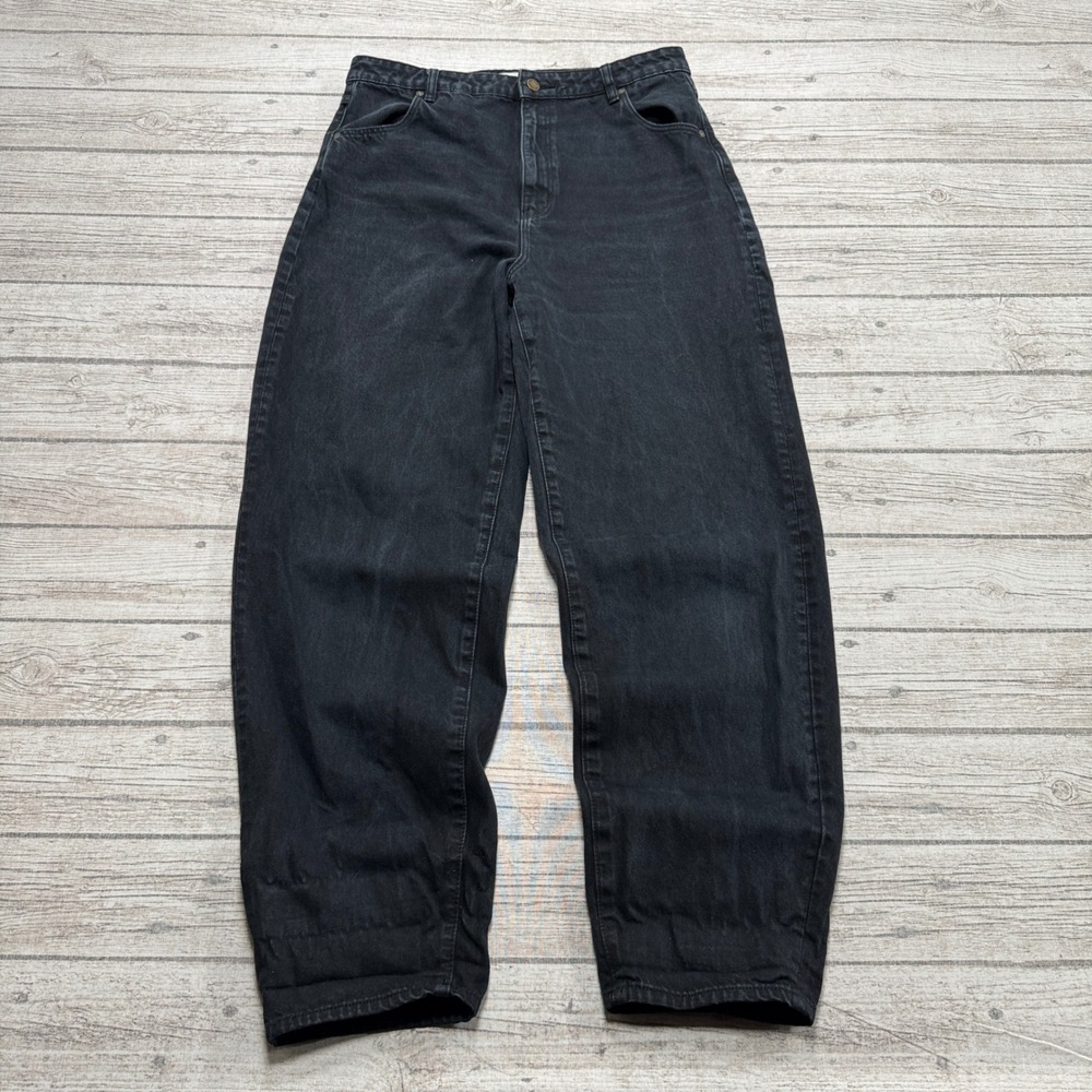 Rolla's Genie Jeans Womens 32 Washed Black Super High Rise 80s Balloon Leg Denim